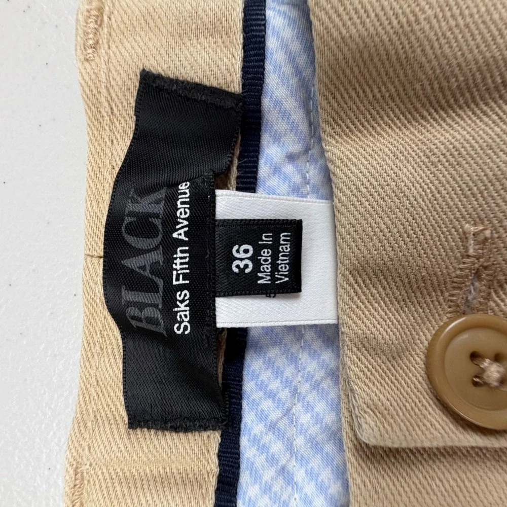 Black Saks Fifth Avenue Mens Tan Cotton Linen Blend Chino Shorts Size 36